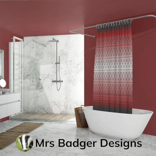 shower curtain red hook thai silk pattern design mrs badger designs