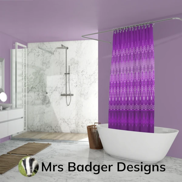 shower curtain purple deer thai silk pattern design mrs badger designs