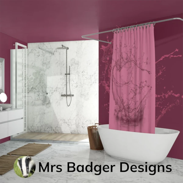 shower curtain contemporary art water splash light crimson