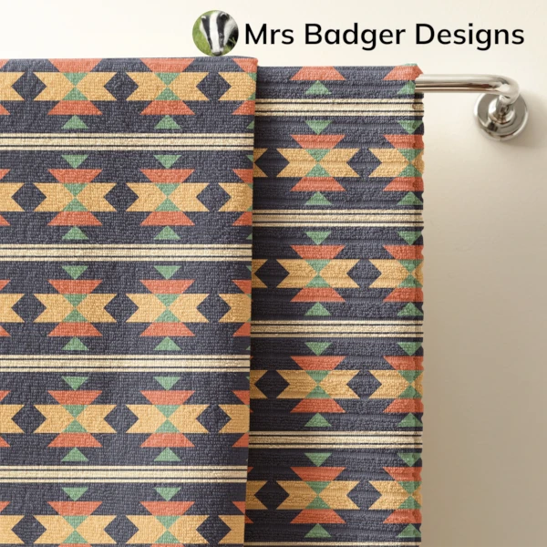 bedding aztec blue geometric design mrs badger designs