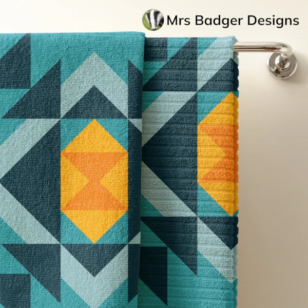 shower blue curtain geometric hourglass design mrs badger designs