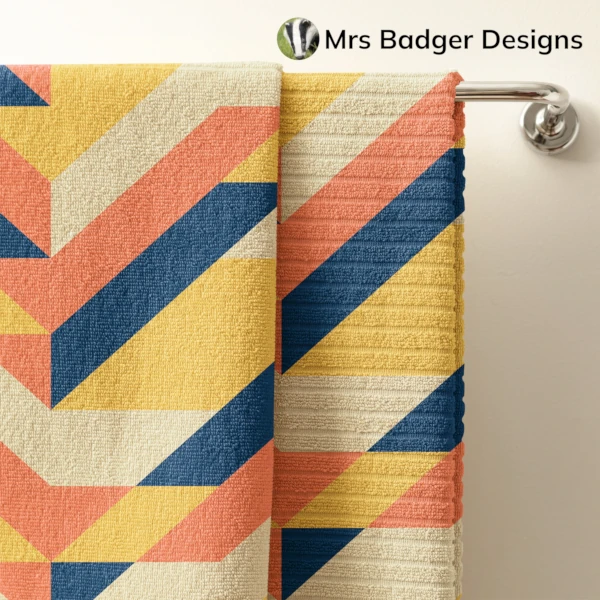 bedding geometric orange yellow blue mountains design mrs badger designs