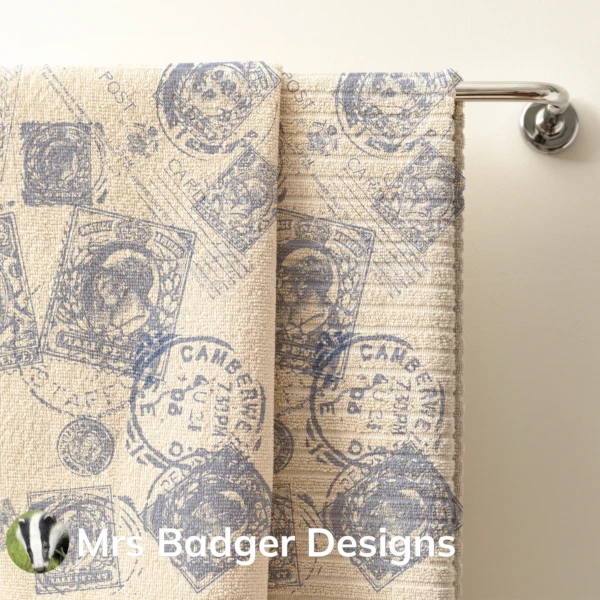 towel contemporary art vintage uk stamps beige 