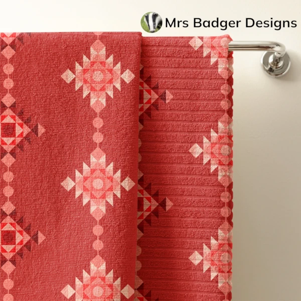 bedding red geometric windchimes design mrs badger designs